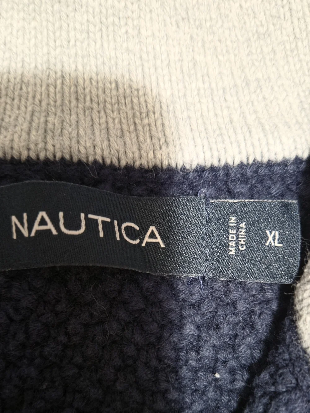 Nautica Men’s Two-Tone Half-Zip Knit Sweater - Navy & Light Gray